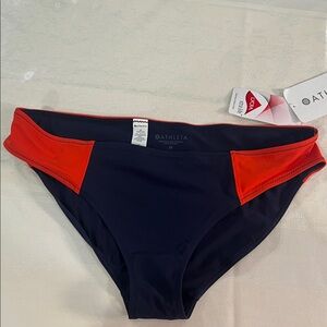 Athleta Dark Blue and Bright Red Bikini Bottom